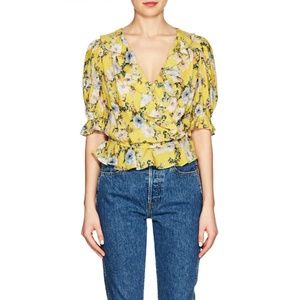 ICONS Objects of Devotion Ruffled Floral Wrap Top